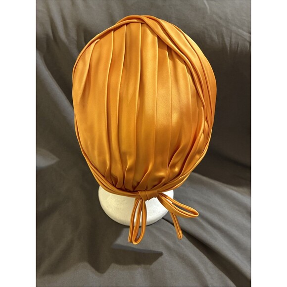Vintage 1960 Golden Satin Pleated Turban Hat Union Made USA - Picture 3 of 12